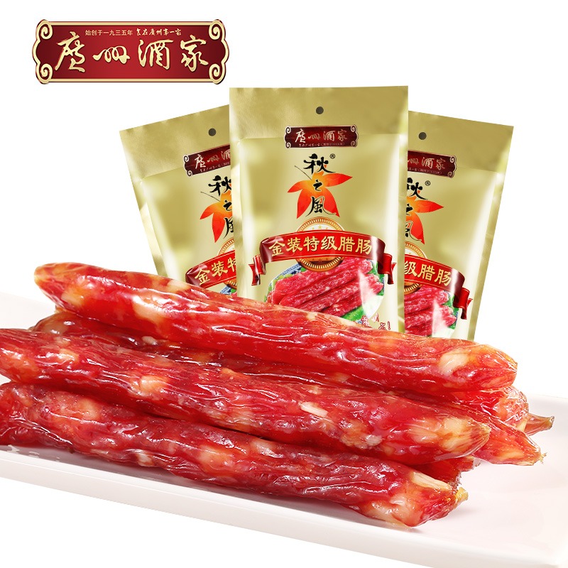 广州酒家腊肠秋之风金装特级475克八分瘦腊肠广式腊味团购-原图